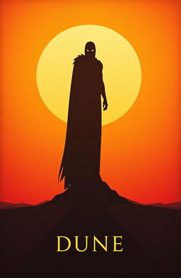A book cover design inspired by Dune, featuring a dramatic and minimalistic aesthetic