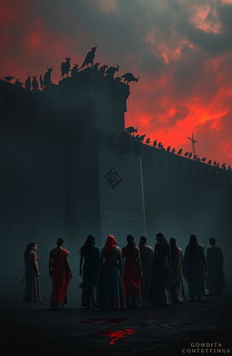 A dark and atmospheric book cover inspired by Indian culture with elements of gothic horror and fantasy