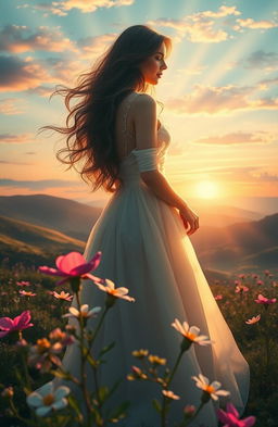 A surreal art interpretation of 'Noli Me Tangere', depicting a mystical landscape where a radiant figure is touched by soft beams of light