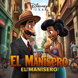 A vibrant Disney Pixar movie cover depicting a charming scene in 1930s Havana