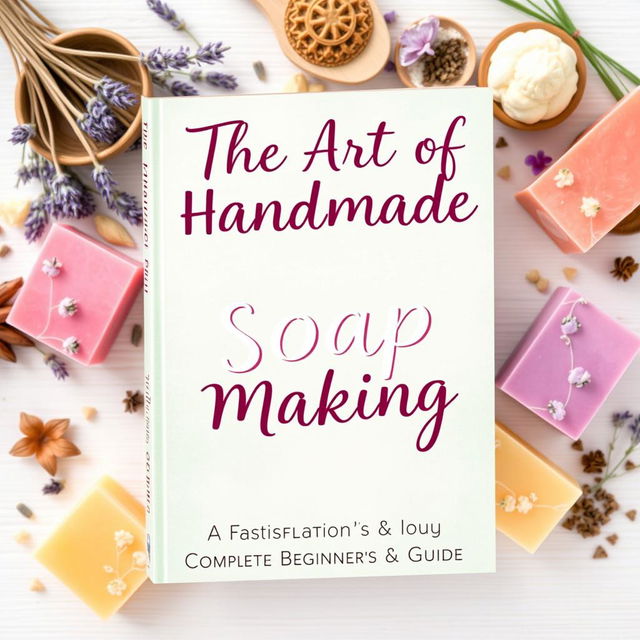 A captivating book cover design for 'The Art of Handmade Soap Making: A Complete Beginner's Guide'