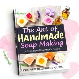 A creative and visually stunning book cover design for 'The Art of Handmade Soap Making: A Complete Beginner's Guide'