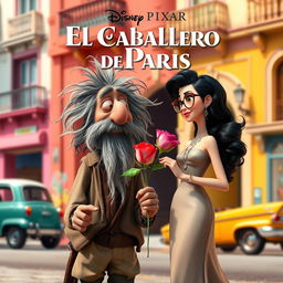 A captivating movie poster for a Disney Pixar film titled 'El Caballero de Paris'