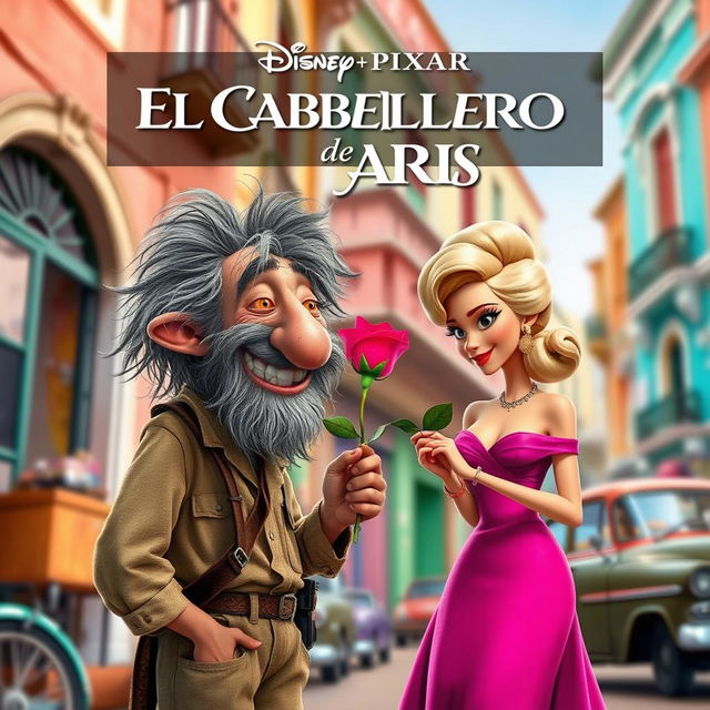 A captivating movie poster for a Disney Pixar film titled 'El Caballero de Paris'