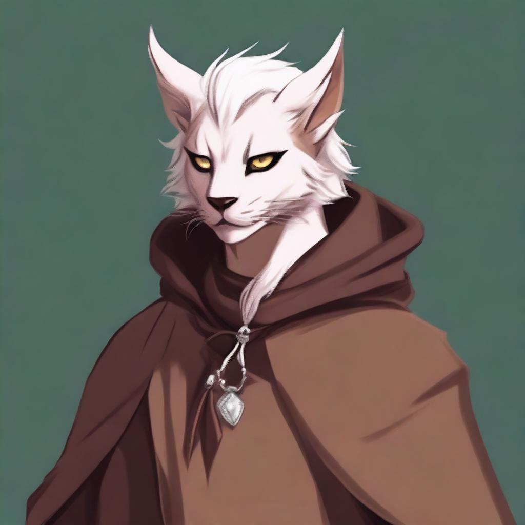 This is a digital art image of a young Tabaxi-Tiefling character