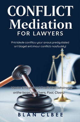 A professional book cover design for 'Conflict Mediation for Lawyers: Master Efficient and Profitable Techniques to Manage Conflicts Quickly'