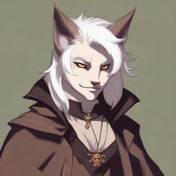 This is a digital art image of a young Tabaxi-Tiefling character