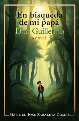 A captivating book cover for a novel titled 'En búsqueda de mi papá Don Guillermo', authored by Manuel José Zabaleta Gómez