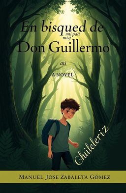A captivating book cover for a novel titled 'En búsqueda de mi papá Don Guillermo', authored by Manuel José Zabaleta Gómez