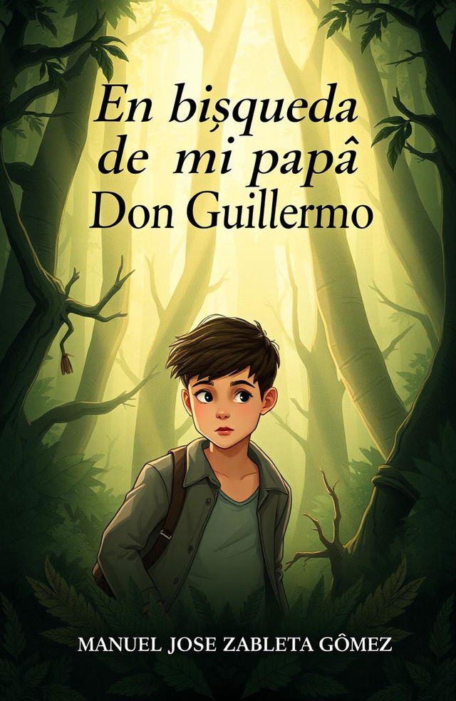 A captivating book cover for a novel titled 'En búsqueda de mi papá Don Guillermo', authored by Manuel José Zabaleta Gómez