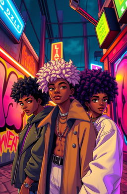 An artistic interpretation of the song titled "Bala", featuring characters in a trap plug aesthetic with distinct afro anime features