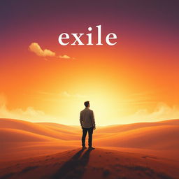 A powerful representation of 'exile', showcasing a solitary figure standing in a vast and empty landscape, symbolizing isolation and longing
