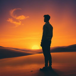 A powerful representation of 'exile', showcasing a solitary figure standing in a vast and empty landscape, symbolizing isolation and longing