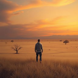 A compelling visual representation of 'exile', featuring a solitary figure amidst a barren landscape that conveys a feeling of isolation and longing