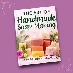 A creatively designed and visually appealing book cover for 'The Art of Handmade Soap Making: A Complete Beginner's Guide'