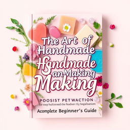 A creatively designed and visually appealing book cover for 'The Art of Handmade Soap Making: A Complete Beginner's Guide'