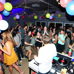 A lively school dance party scene taking place on December 17th