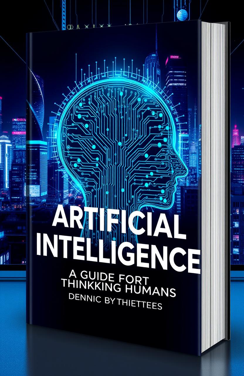 A visually striking book cover design for 'Artificial Intelligence: A Guide for Thinking Humans'