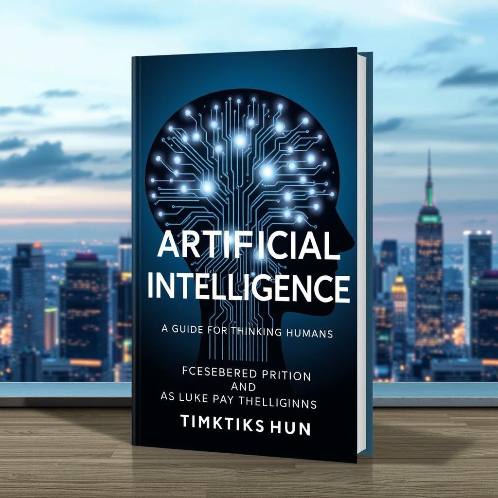 A visually captivating book cover design for 'Artificial Intelligence: A Guide for Thinking Humans'