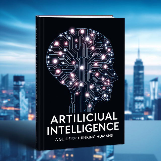 A visually captivating book cover design for 'Artificial Intelligence: A Guide for Thinking Humans'