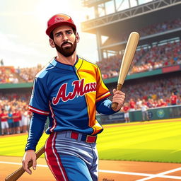 A digital illustration of Lionel Messi dressed in the iconic baseball uniform of Matanzas, Cuba