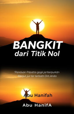A book cover design for a motivational guide titled 'Bangkit dari Titik Nol' (Rise from Zero), with the subtitle 'Panduan Praktis Bangkit dari Keterpurukan Menuju Versi Terbaik Diri Anda' (A Practical Guide to Rising from Adversity Towards Your Best Self)