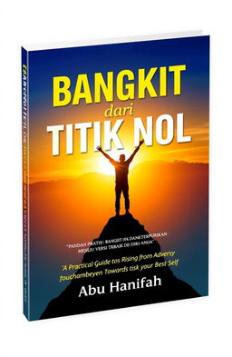 A book cover design for a motivational guide titled 'Bangkit dari Titik Nol' (Rise from Zero), with the subtitle 'Panduan Praktis Bangkit dari Keterpurukan Menuju Versi Terbaik Diri Anda' (A Practical Guide to Rising from Adversity Towards Your Best Self)