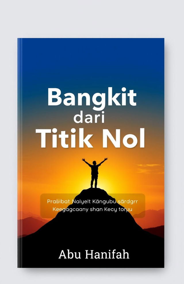 A book cover design for a motivational guide titled 'Bangkit dari Titik Nol' (Rise from Zero), with the subtitle 'Panduan Praktis Bangkit dari Keterpurukan Menuju Versi Terbaik Diri Anda' (A Practical Guide to Rising from Adversity Towards Your Best Self)