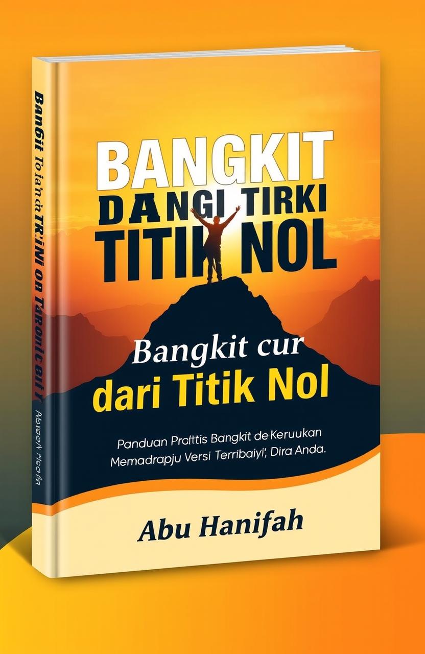 A book cover design for a motivational guide titled 'Bangkit dari Titik Nol' (Rise from Zero), with the subtitle 'Panduan Praktis Bangkit dari Keterpurukan Menuju Versi Terbaik Diri Anda' (A Practical Guide to Rising from Adversity Towards Your Best Self)