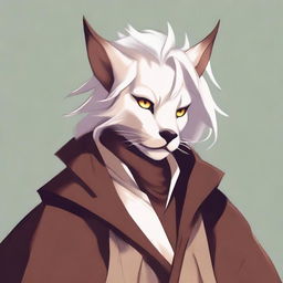 This is a digital art image that portrays a young Tabaxi-Tiefling character