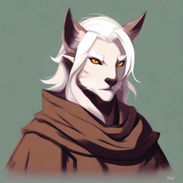 This is a digital art image that portrays a young Tabaxi-Tiefling character