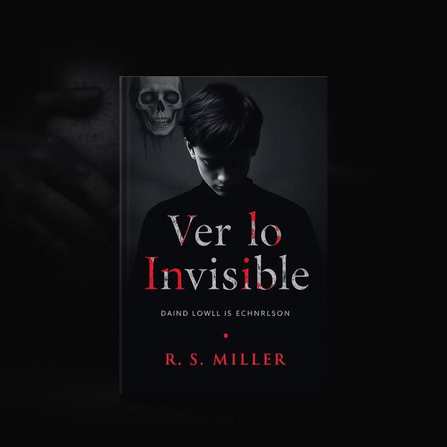 A dark and minimalist book cover featuring a young adult with schizophrenia drawing macabre and terrifying images