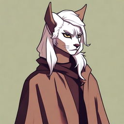 This is a digital art image that portrays a young Tabaxi-Tiefling character