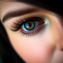 A close-up of a person's eye, showcasing stunning details like vibrant colors and intricate patterns in the iris