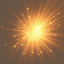 A stunning light burst effect, featuring a vibrant explosion of warm golden and white light with delicate sparkles and glowing particles radiating outward in a transparent background