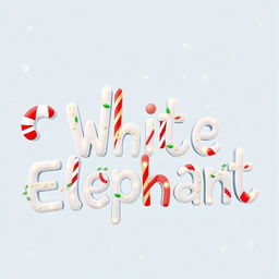The words 'White Elephant' designed in an animated style that captures the festive spirit of Christmas