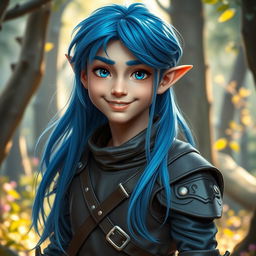 A semi-elf male appearing around 18 years old, but with youthful, more baby-faced features, giving him a more innocent look