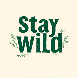 A minimalistic text design for a t-shirt featuring the phrase "Stay Wild" written in a bold, modern font