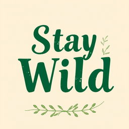 A minimalistic text design for a t-shirt featuring the phrase "Stay Wild" written in a bold, modern font