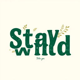A minimalistic text design for a t-shirt featuring the phrase "Stay Wild" written in a bold, modern font