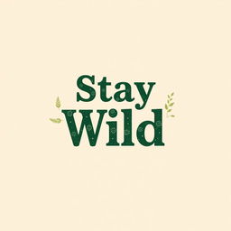 A minimalistic text design for a t-shirt featuring the phrase "Stay Wild" written in a bold, modern font