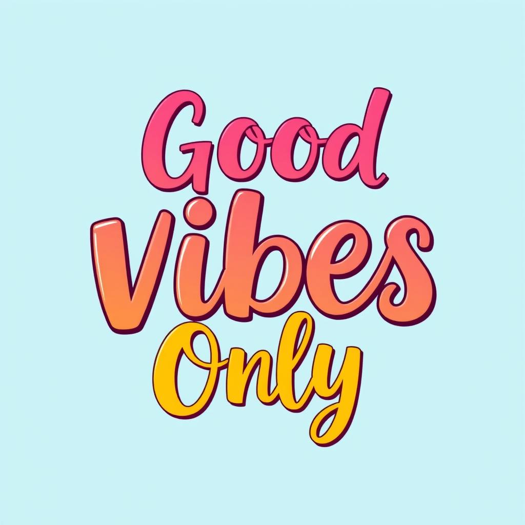 A trendy text design for a t-shirt featuring the phrase "Good Vibes Only" in a playful, hand-lettered font