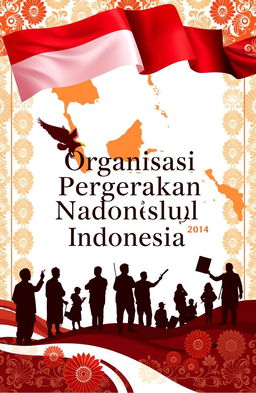 Aesthetic book cover design for a book about the National Movement Organization of Indonesia