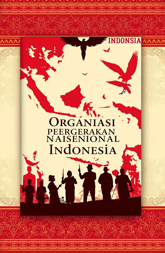 Aesthetic book cover design for a book about the National Movement Organization of Indonesia