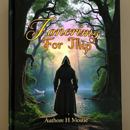 A captivating book cover featuring a mystical forest with towering ancient trees and gentle sunlight filtering through the leaves