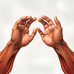 A detailed illustration of human hands with well-defined biceps and triceps muscles visually integrated into the arms