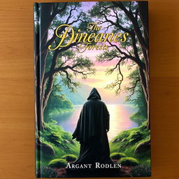 A captivating book cover featuring a mystical forest with towering ancient trees and gentle sunlight filtering through the leaves