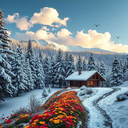 A stunning winter landscape featuring the mountains of Shimla adorned with a thick blanket of fresh snow