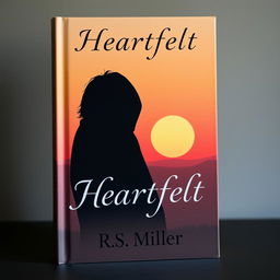 A minimalist book cover featuring a 2D silhouette of a sad man with his head bowed down, surrounded by a melancholic sunset