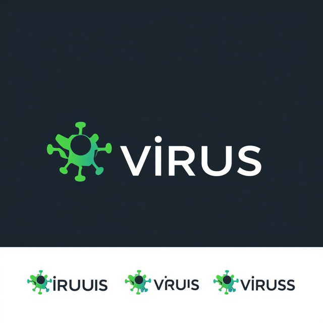 A modern and sleek logo design that incorporates the concept of a virus